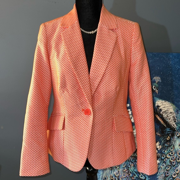 Liz Claiborne Size MP Orange Chevron Blazer - Picture 1 of 16